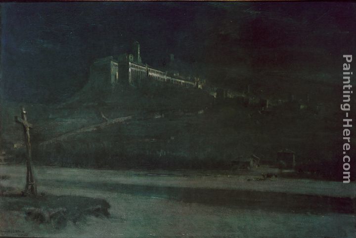 Sleeping in the Moonlight, Monastery of St Francis of Assisi painting - Albert Goodwin Sleeping in the Moonlight, Monastery of St Francis of Assisi art painting